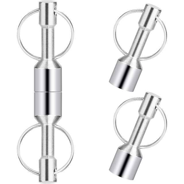 6 Pack Metal Magnet Keychain, Magnetic Key Chains Holder with Split Ring Jewelry Test Magnet, Strong Pocket Keyrings Hook for Women Men Metal Recyclers Hobbyists Collectors