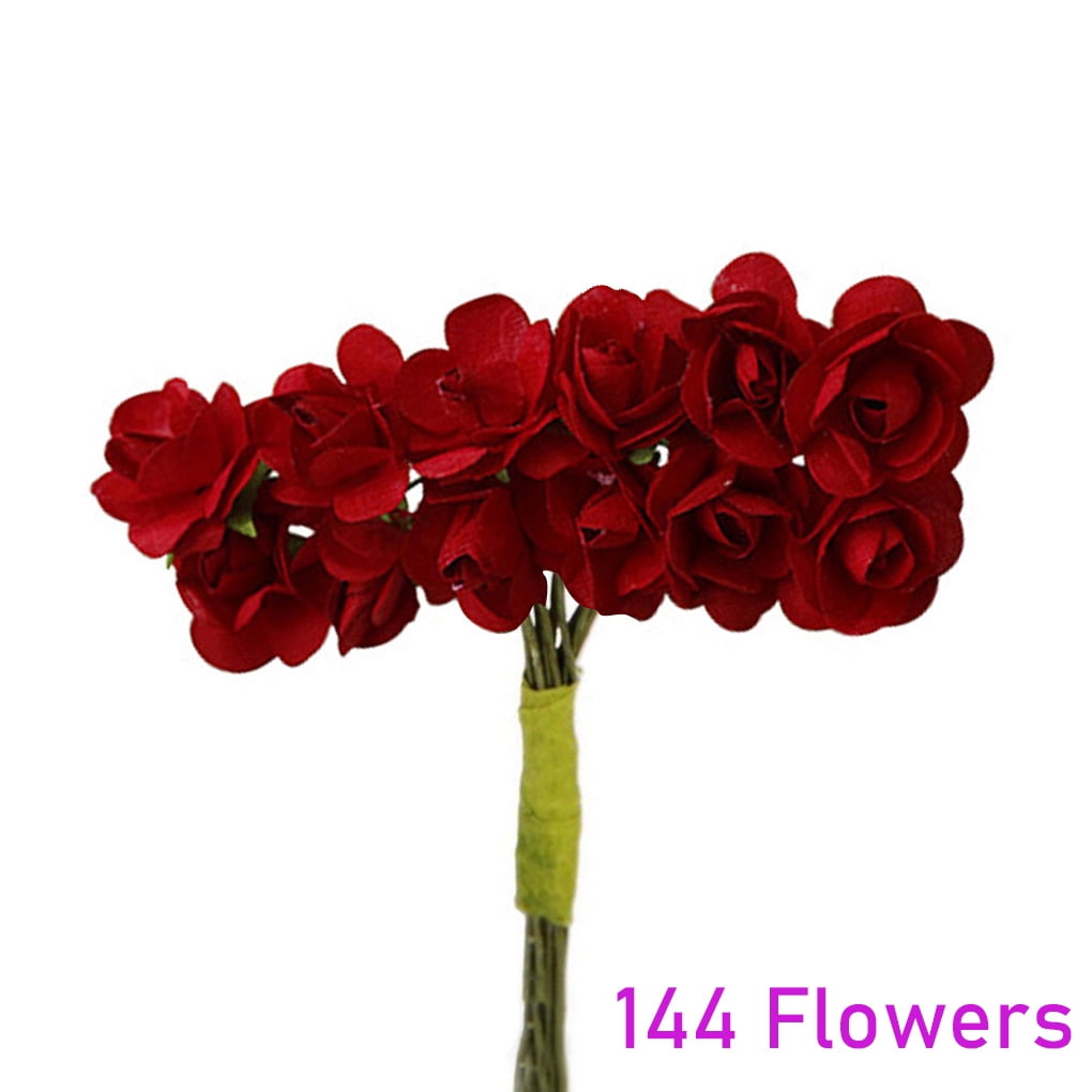 144pcs Paper Artificial Rose Flowers Handmade DIY Card Crafts Wedding Decor Well 
