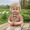thumbnail image 6 of CAUYDY Toddler Baby Boys Summer Outfit Waffle Button Down Collared Short Sleeve Polo T-Shirt Solid Waffle Tops Clothes(L101-Khaki,2-3 Y), 6 of 9