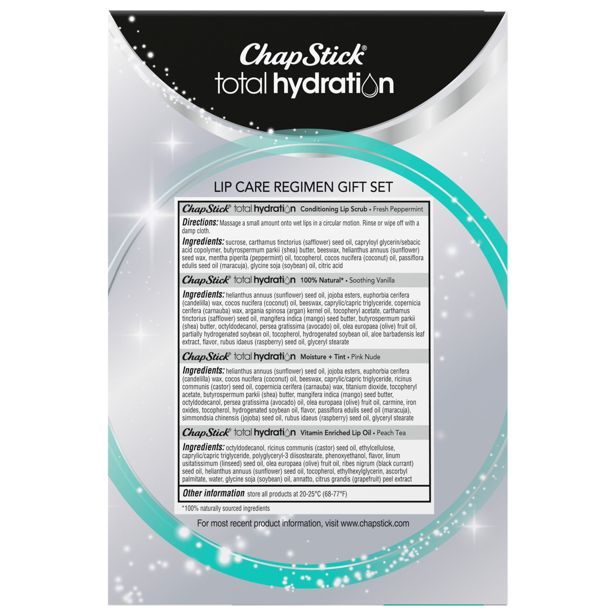ChapStick Total Hydration Lip Kit Holiday Gift Set, Lip Moisturizer, Lip Scrub and Lip Balm Stocking Stuffers - 4 Count