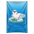 thumbnail image 1 of Cute Harp Seal Pup on Ice with Fish Home Business Office Sign, 1 of 3