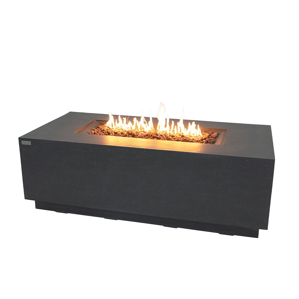 Elementi Andes Propane Fire Pit for Outside Outdoor Firepit Table with Internal Tank Holder Firepit Concrete Rectangular Fire Table Patio Heater Fireplace 60,000 BTUs - Dark Grey, 66 x 32 Inches