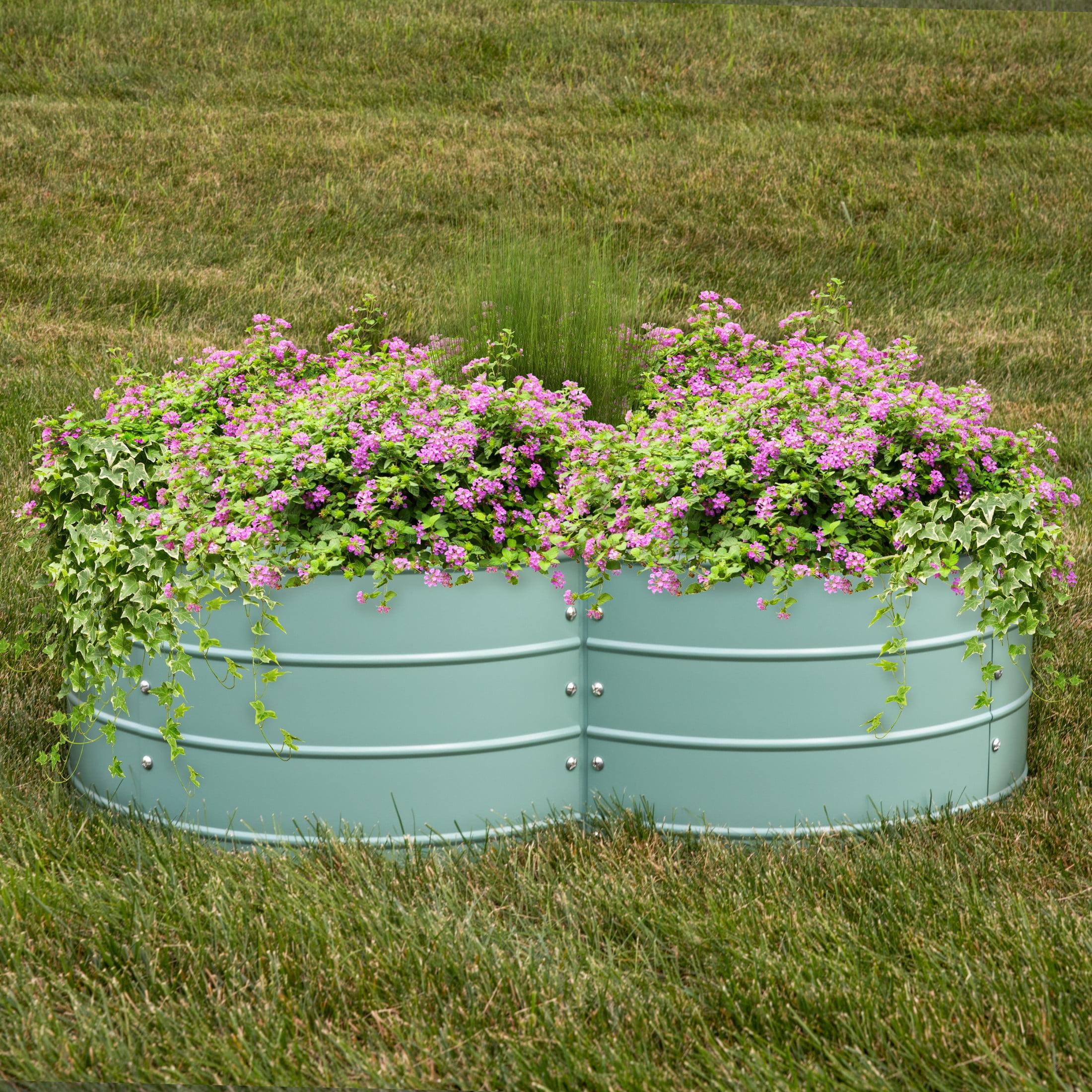 Sunnydaze 43" x 43" x 12" 4-Leaf Clover Green Galvanized Steel Outdoor Raised Garden Bed