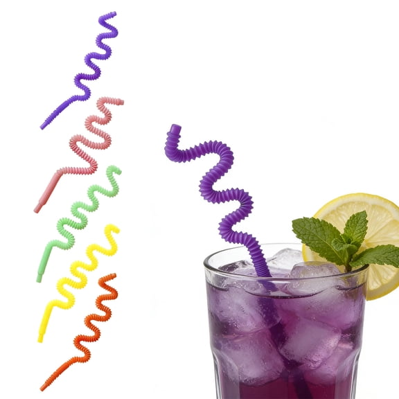 8-Pack Extendable Flexible Corrugated Straws - Reusable Bendable Drinking Straws for Birthday Parties, Picnics & Daily Beverage Use