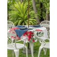 thumbnail image 2 of Outdoor Tablecloth with Umbrella Hole and Zipper, Valentine Love Heart Round Table Cloth 60 Inch Waterproof Tablecloth, Red Eucalyptus Leaf Botanical Picnic Table Cover for Patio Camping, 2 of 7