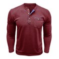 thumbnail image 5 of Tisuna Men'S Long Sleeve T-Shirts Cozy Henley Neck Tops Men Solid Tees For Workout Gym Size Xxl, 5 of 7