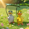 thumbnail image 5 of ICERUN Garden Statues,Resin Yellow Umbrella Duck Sculpture Garden Decorations,Rounded Eye Design Duck Outdoor Statues,Style1, 5 of 7