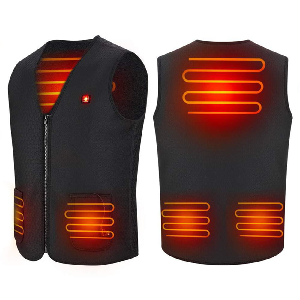 Electric USB Winter Heated Vest Jacket Warm Up Heating  Body Warmer+Power Supply 