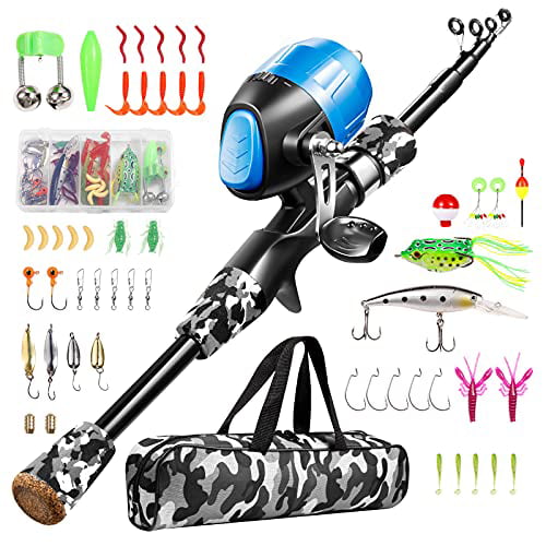 Telescopic Fishing Pole Set Light and Portable Kids Fishing Rod Telescopic Fishing Rod and Reel Combos for for Youth 