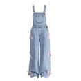 thumbnail image 4 of Ruyang Girls Denim Overalls Kids Blue Straight Leg Fashion Jean Jumpsuits Western Clothes Dungarees Pants Bow Workwear Bib Pants, 4 of 4