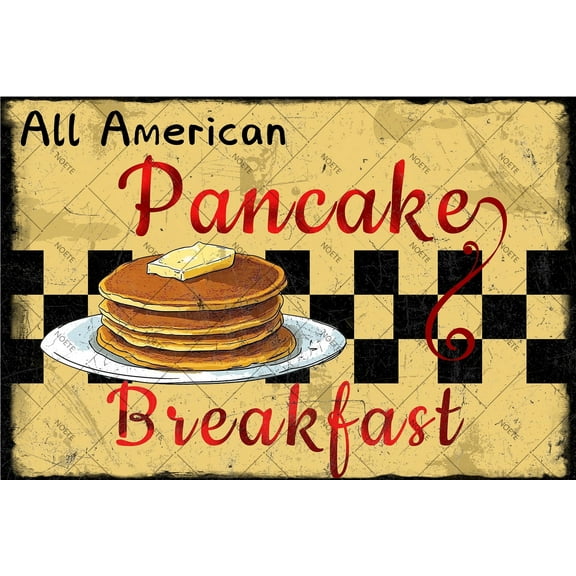 Noete Vintage Kitchen Sign Retro Pancake Breakfast Metal Tin Wall Decor 8x12 Inches Cafe Diner Style Art for Home & Bar