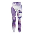 thumbnail image 5 of COEQINE Women Buttery Soft Yoga Leggings with Pockets Tummy Control Breathable High Waisted Gym Pants Violet Butterfly Marble 4-Way Stretch Hip Lift Tights for Shopping, XS, 5 of 7