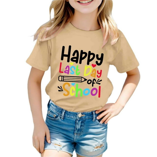 PMVFHDE T-Shirts Mignons pour Fille T-Shirt à Col Rond Imprimé à Manches Courtes pour Garçons et Filles Kaki, 5-6 Ans