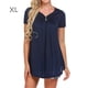 thumbnail image 1 of Camiseta de mujer de manga corta con cuello en V y blusa suelta plisada, azul, XL Inevent AP001587-04, 1 of 7