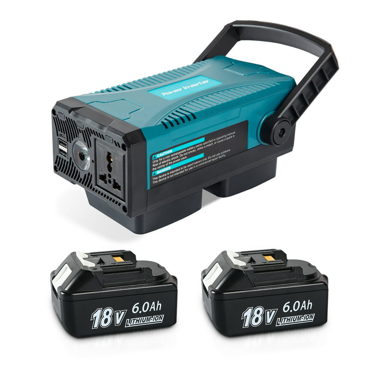 2Pack Replacement For Makita 18v Battery 6ah,with Makita Inverter Turn to  110V/150W Portable Power Station 