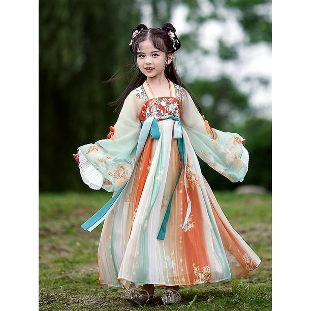 Hanfu Girls Retro Dress Children Tang Suit Fairy Ancient Costume