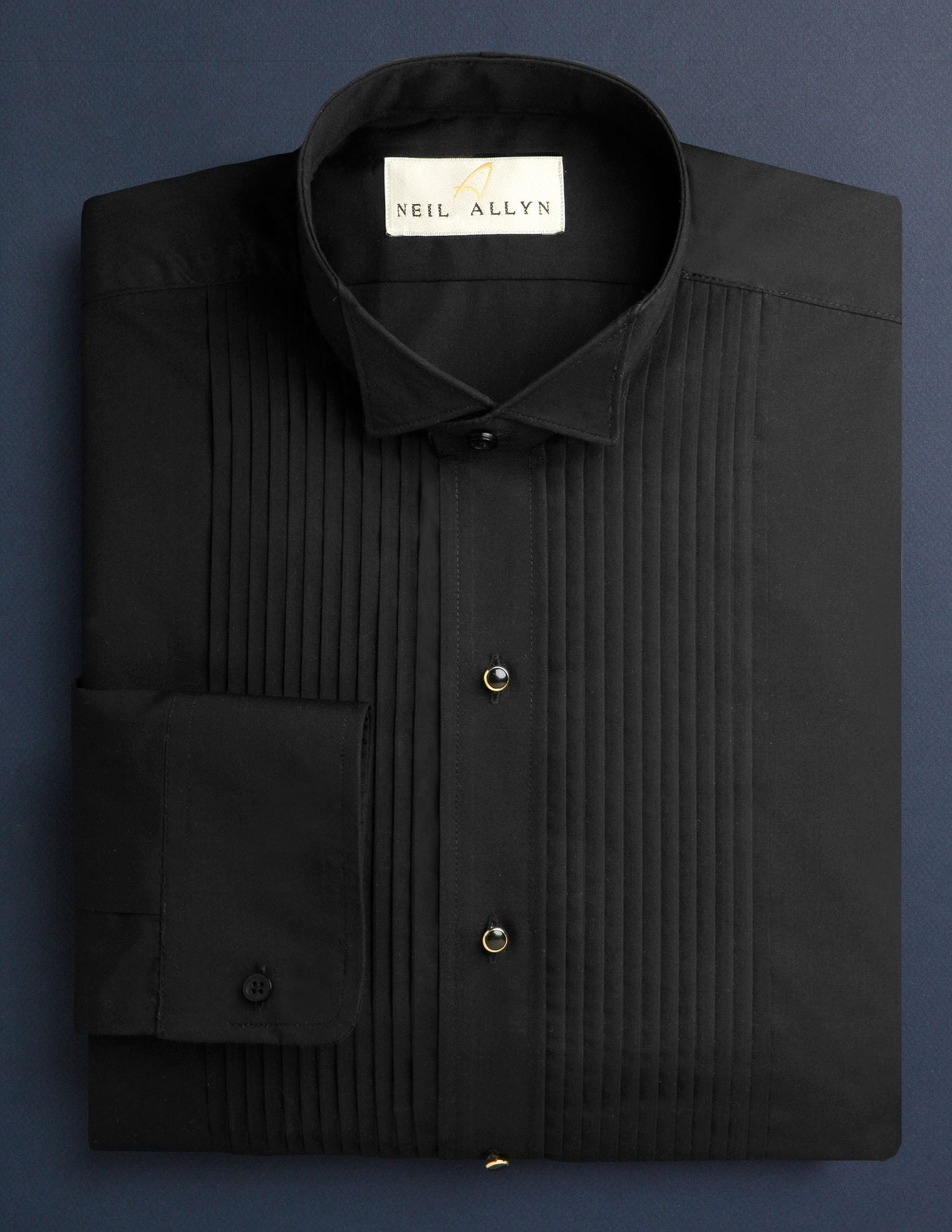 White Neil Allyn Mens Tuxedo Shirt Poly/Cotton Laydown Collar 1/4 Inch Pleat 20.5 X 36-37 