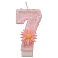 thumbnail image 2 of 1-Piece Pink Daisy Number Birthday Candle with Sparkling Glitter, Cake Topper for Spring & Sweet Celebrations Number 7, 2 of 5