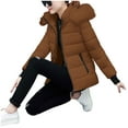 thumbnail image 7 of Maqroz Winter Jackets Women Warm Padded Parka Puffer Jacket Quilted Short Down Coat Thick Parkas Warm Zip Up Jackets with Faux Fur Hood Outerwear, Coffee XXL, 7 of 7
