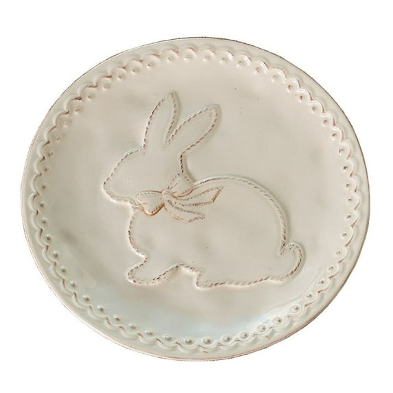Burton & Burton Raised Easter Bunny Ceramic Salad Size Plate, Cream, 8.25"