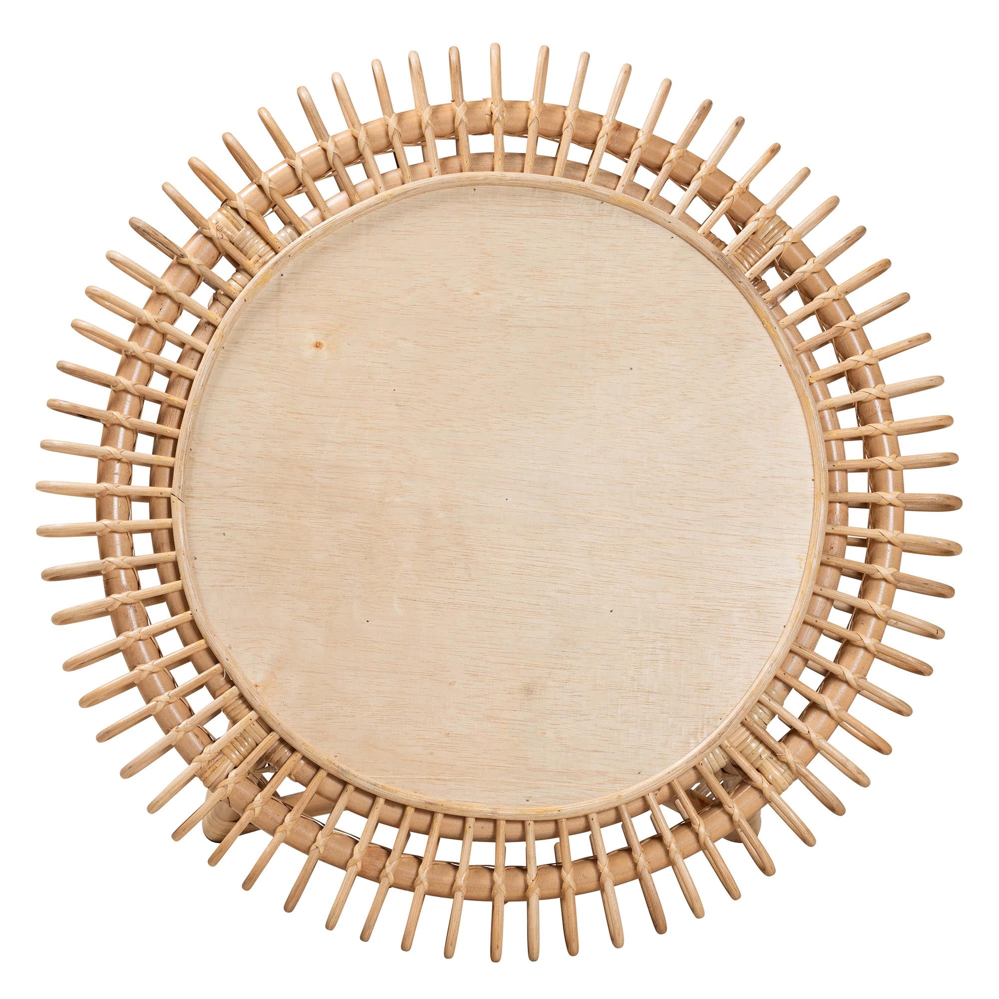bali & pari Modern Round Natural Rattan Coffee Table, Natural Brown