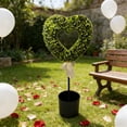 thumbnail image 4 of Gmogad 2.5 Ft Heart Shaped Topiary Tree with Pot, Artificial Boxwood Decoration with White Bow for Valentines Day and Wedding Decor, Indoor Outdoor Romantic Display for Home Porch and Garden, 4 of 8