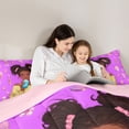 thumbnail image 4 of Castle Fairy Black Cute Anime Girl Full Size Bedding Sets 7 Pieces,Dreamy Princess Print Full Size Bed in a Bag,Purple Pink,Grey Reversible, 4 of 7