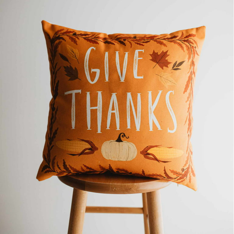 Primitive Give Thanks Pillow Cover | Thanksgiving Decor | Farmhouse Pillows | Country Decor | Fall Throw Pillows | Cute Throw Pillow | Gift
