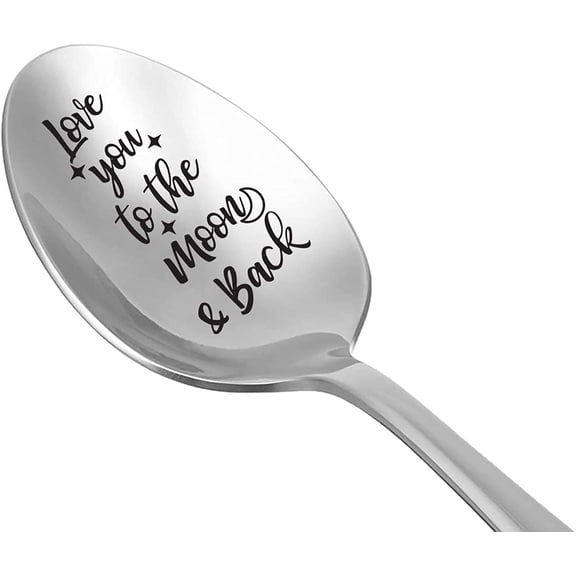 Engraved Spoon - Valentines Day Gifts for Boyfriend - Love to the Moon and Back Spoon Gift | Gifts for Friends / Father / Mother | Birthday / Christmas Gifts Husband Wife Long Distance Gift - 7 Inch