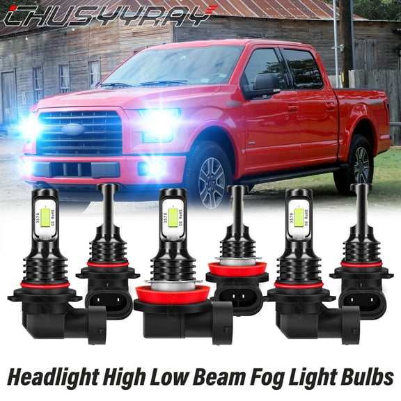 For Ford F150 2015-2020 6x LED Headlight High Low Beam   Fog Light Bulbs Kit 8000K Ice Blue