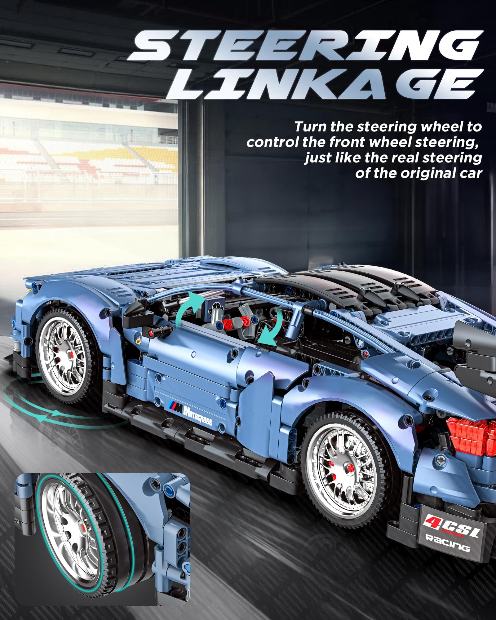 Joycrown Sports Car Building Set, 1:10 Scale M4 Racing Technic Car for Adults Collectible Cars Set to Build, Build and Display Model for Home or Office Décor, Gift for Boys Age 14+ (2280 Pcs)