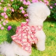 thumbnail image 3 of YMTQ Small Dog Harness Dress with Leash,Dog Dress Bowknot Harness Leash Set,Floral Princess Dog Dress Harness Vest,Cat Puppy Doggy Outfits for Outdoor Walking Pink S, 3 of 7