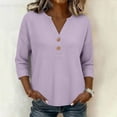 thumbnail image 5 of Loopsun Womens 3/4 Sleeve Fall Tops Fashion Knit V Neck Casual Shirt Blouse, 5 of 5