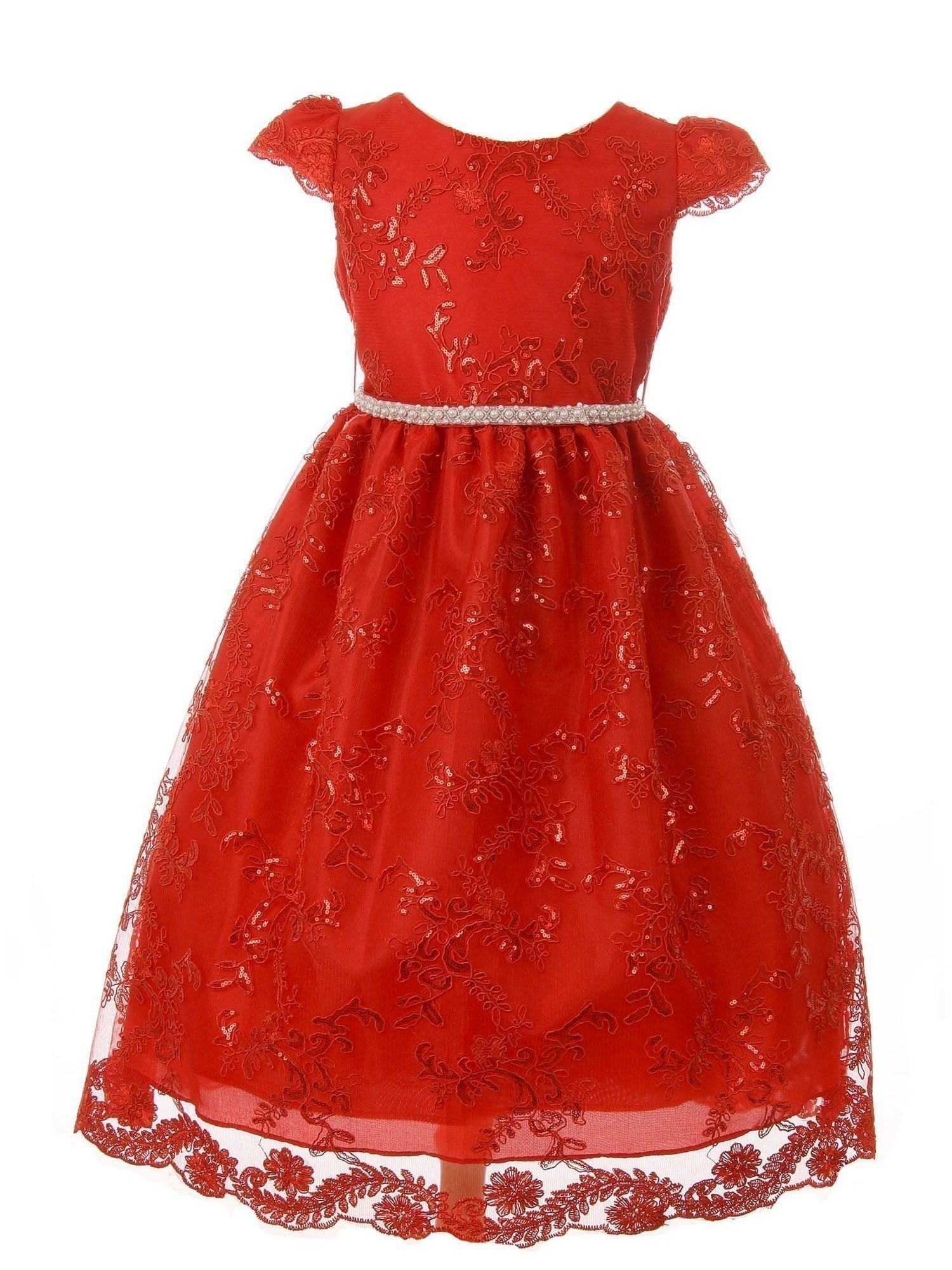 Little Girls Red Sequin Embroidered ...