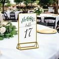 thumbnail image 3 of Visland Acrylic Sign Holder Double Sided Gold Picture Frame Tabletop Stand Up Sign Holder Clear Display Stand for Flyer Menu Wedding Table Number Holder, 3 of 8