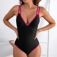 thumbnail image 5 of BSDJILFG Womens Petite One-Piece Swimsuits Cross Back V-Neck Adjustable Straps Double Support Slimming Bathing Suit, 5 of 6