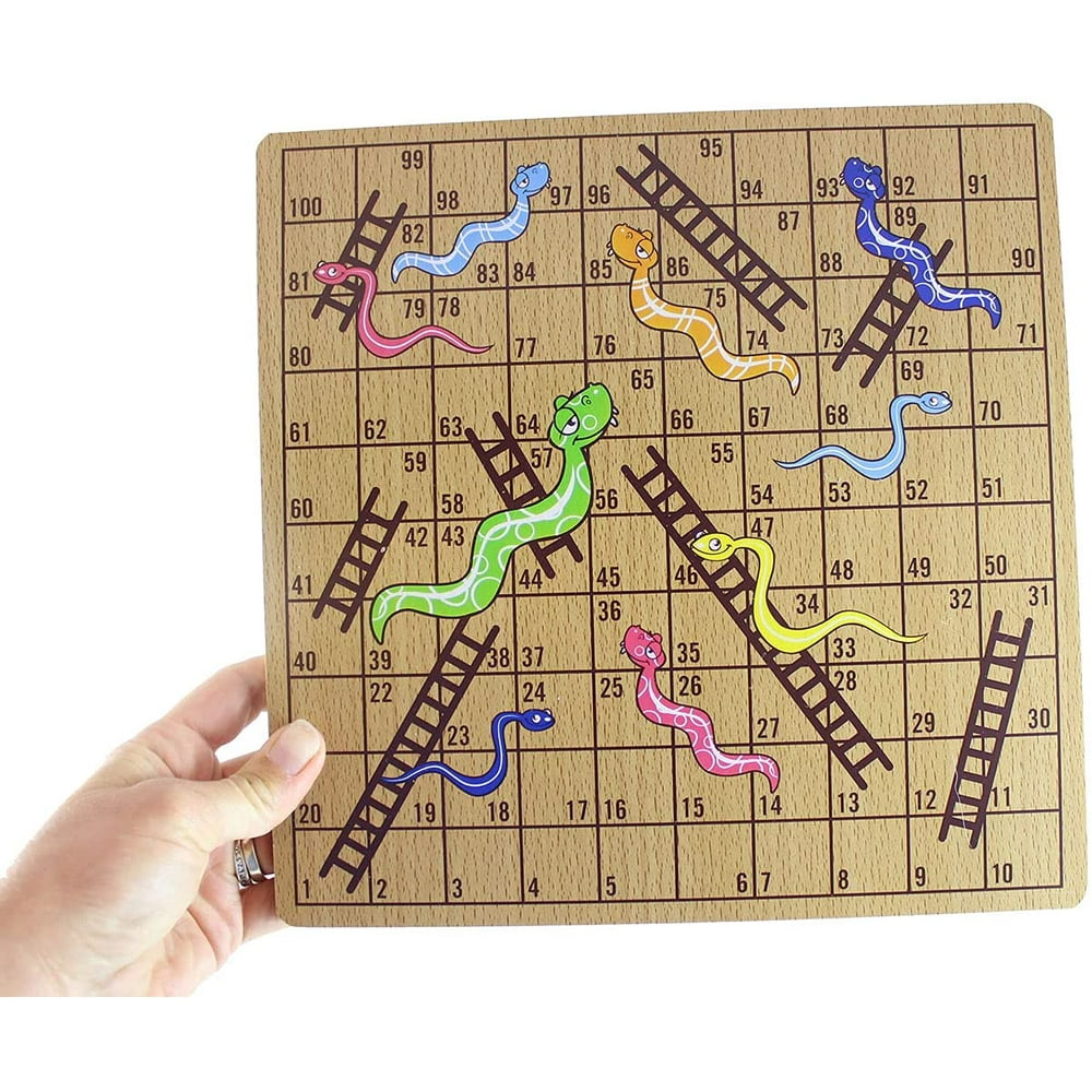 Wooden Snakes and Ladders Game Classic Children's Board Game