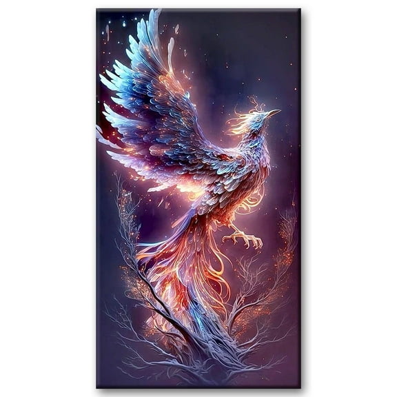 YALKIN Large Diamond Painting Kits for Unisex Adults Beginners (28x16 inch), Phoenix 5D Diamond Art Full Round Drill DIY Embroidery Pictures Arts for Home Wall Decoration