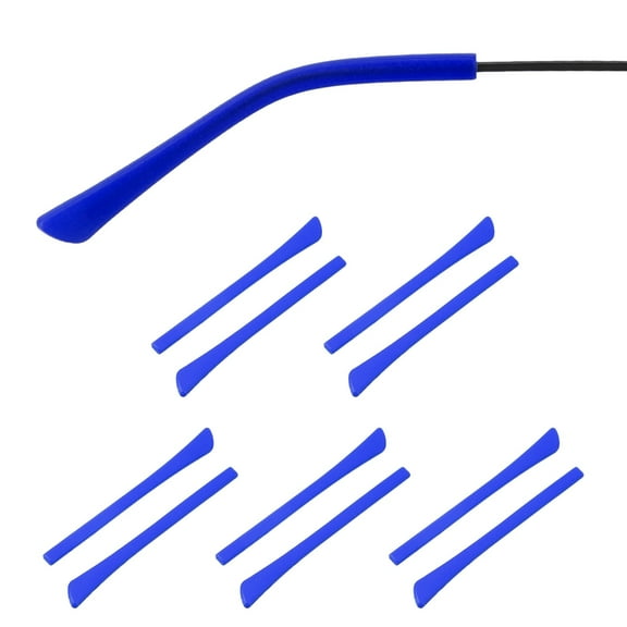 Uxcell 5 Pairs Eye Glass Replacement Temples, Silicone Anti-Slip Eyeglass End Tips Glasses Retainers Fits 1x2mm for Rectangle Thin Metal Eyeglass Sunglasses Temple, Dark Blue