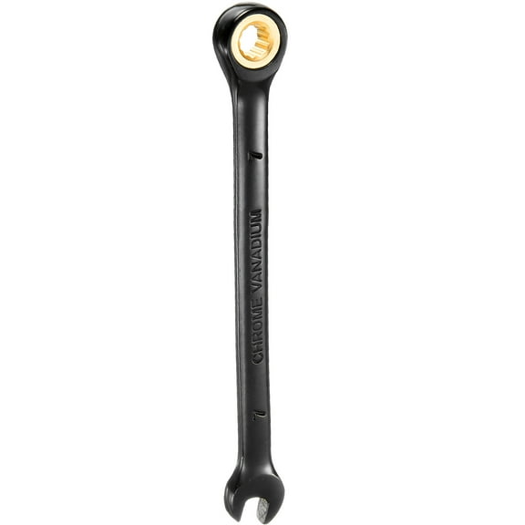 Uxcell Ratcheting Wrench 7mm Metric Open End Wrench 72-Teeth CR-V Steel 12 Point Nickel Plated Combination Ratchet Wrench