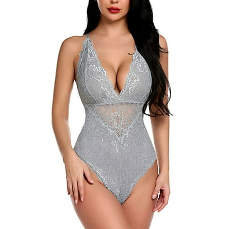 

Shiusina Women Fashion One Pieces Lingerie Roleplay Lingerie Women Costumes Red Plaid Lace Lingerie Gray XXL