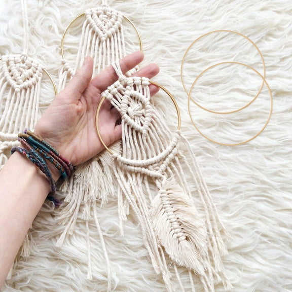 FRCOLOR 12pcs Mini Wood Hoop for Crafts Dream Catcher Rings Home Decor Art Display