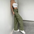 thumbnail image 7 of Cargo Pants for Women High Waisted Casual Pants Baggy Stretchy Wide Leg Y2K Streetwear with 6 Pockets, 7 of 7