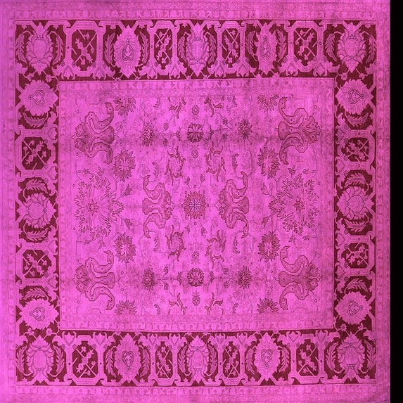 Ahgly Company Indoor Square Oriental Pink Traditional Area Rugs, 4' Square