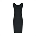 thumbnail image 4 of WQQZJJ Ladies Casual Round Neck Dress Solid Color Slim Comfortable Dress Tank Mid-Length Bottom Dresses, 4 of 5