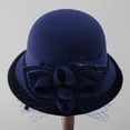 thumbnail image 2 of Elegant Net Fabric Fisherman Hat for Women Woolen Autumn Winter Round Top, 2 of 6