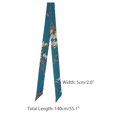 thumbnail image 3 of INSPIRE CHIC Women Floral Satin Scarves, Square Silky Neck Scarf Neckerchief, Skinny Long Ribbon Hair Band Long-Peacock Blue 55.1x2.0''(LxW), 3 of 7