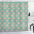 thumbnail image 1 of Floral Shower Curtain, Romantic Corsage of Flowers on Green Toned Background Vintage Ornamental, Fabric Bathroom Set with Hooks, 69"W X 75"L Long, Coral and Almond Green, by Ambesonne, 1 of 3