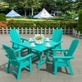 thumbnail image 5 of WestinTrends Malibu Outdoor Dining Table, All Weather Poly Lumber Adirondack 43" Trestle Square Patio Table with Umbrella Hole, Turquoise, 5 of 7
