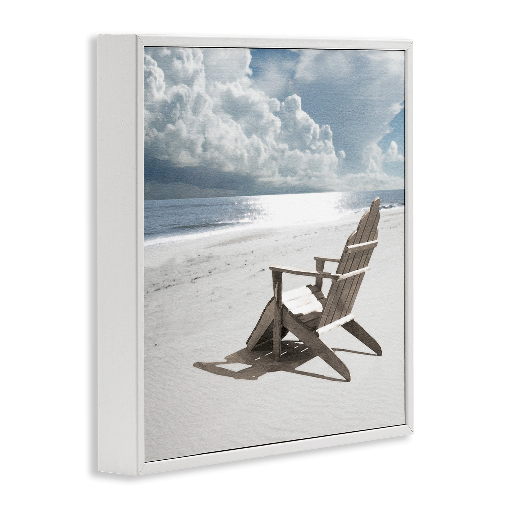 Stupell Industries Rolling Clouds Beach Coastal Photography White Framed Art Print Wall Art, 17 x 17